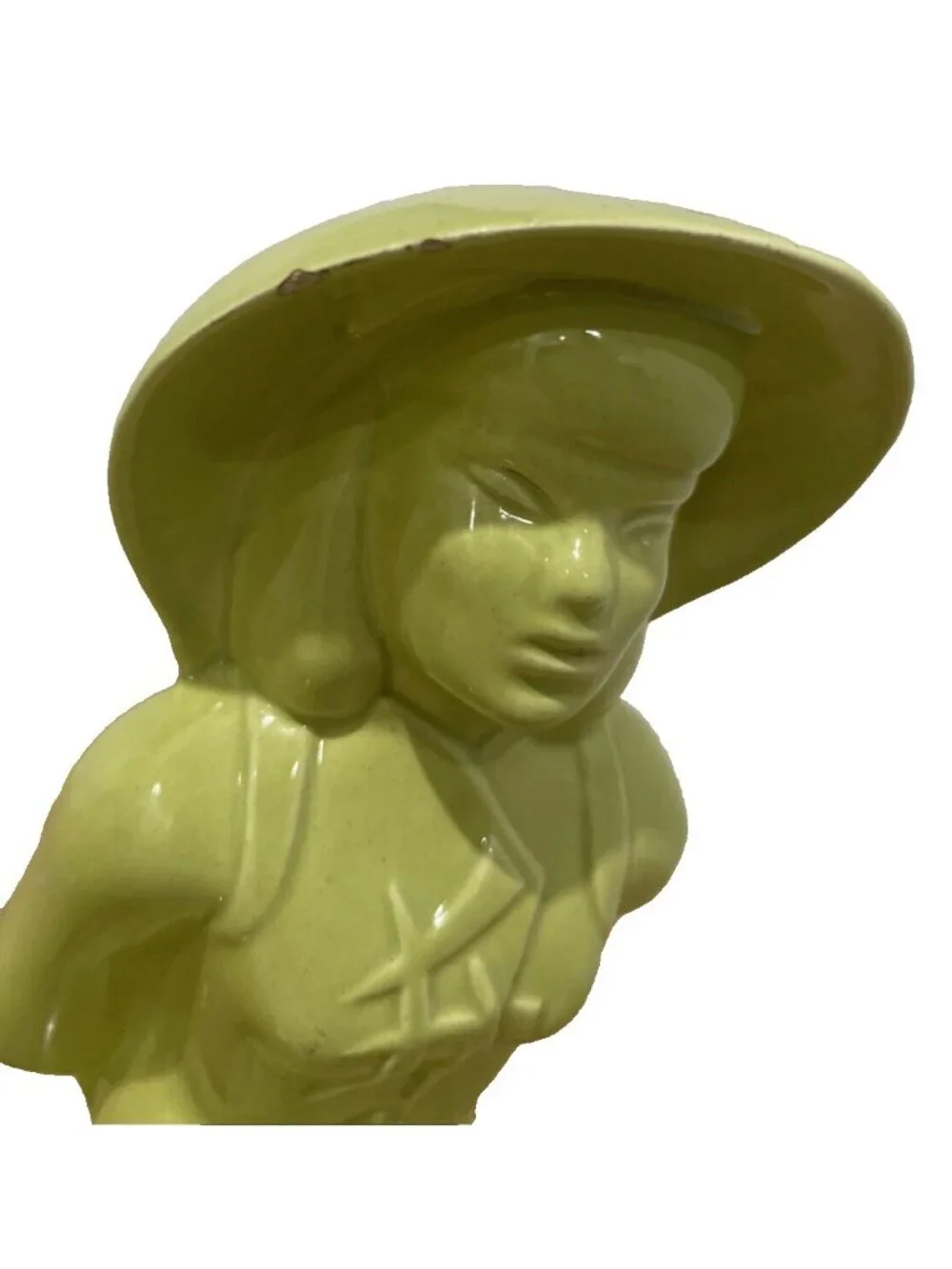 Vintage 1950s MCM Green Man Woman Ceramic Table Lamp Bases Pair Decoration 11